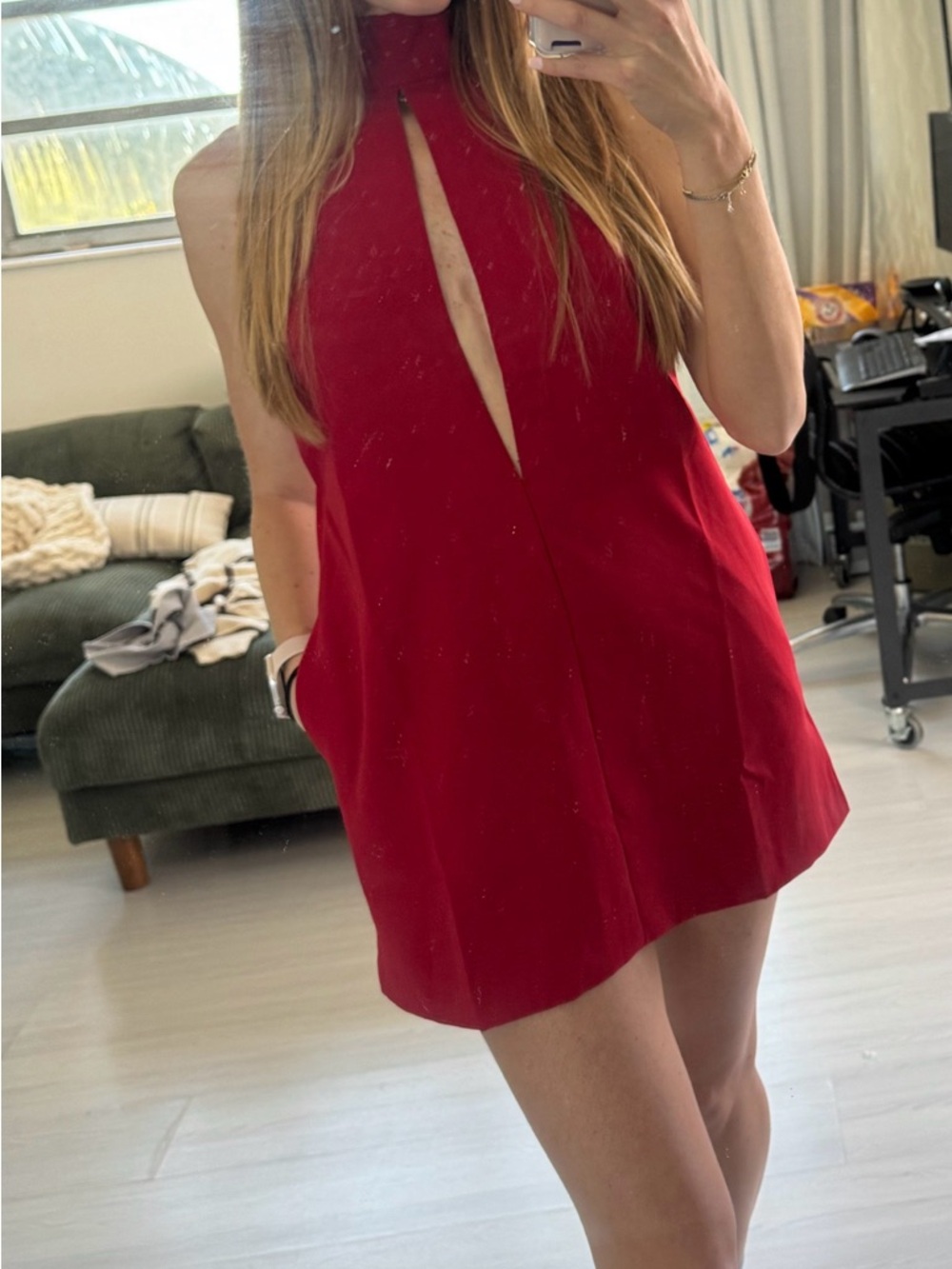 Olivaceous Vibrant Red Halter Top